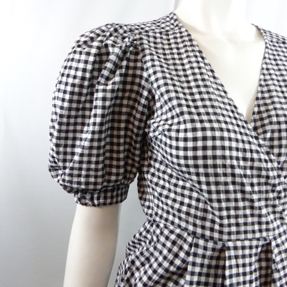 TOPSHOP 9-9 Gingham Tulip Minidress In Monochrome SIZE US 2 BLACK WHITE - Picture 3 of 9